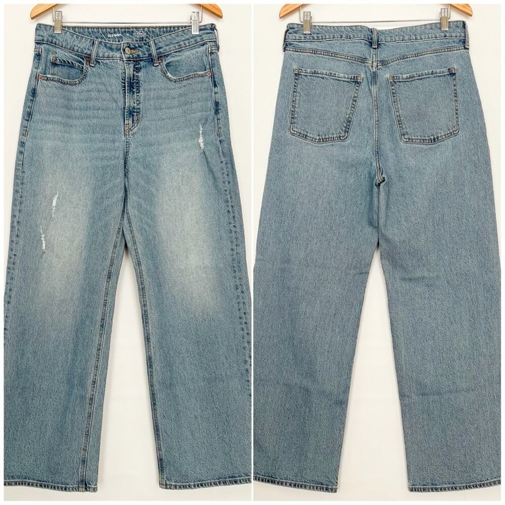 Old Navy Sky Hi Wide Leg Jean Extra High Rise Full Length Womens Size 12 Blue